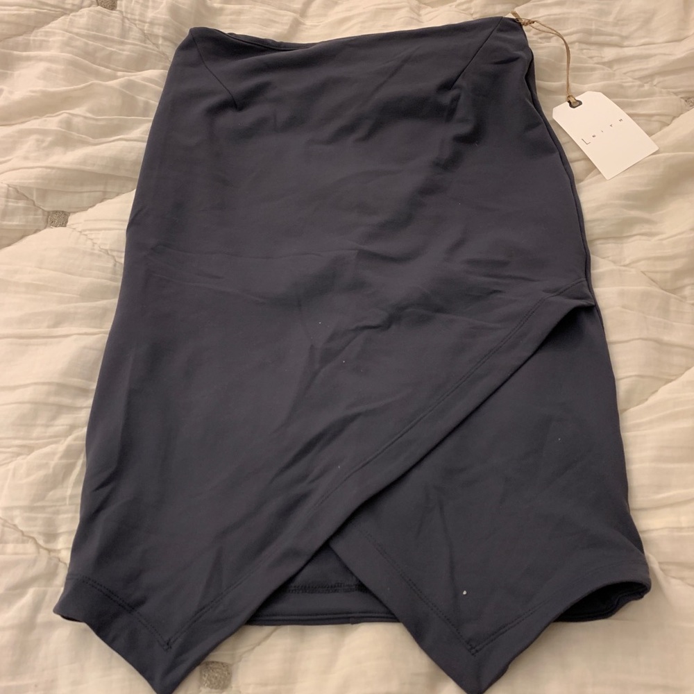 NEW! Leith slit front charcoal bodycon skirt